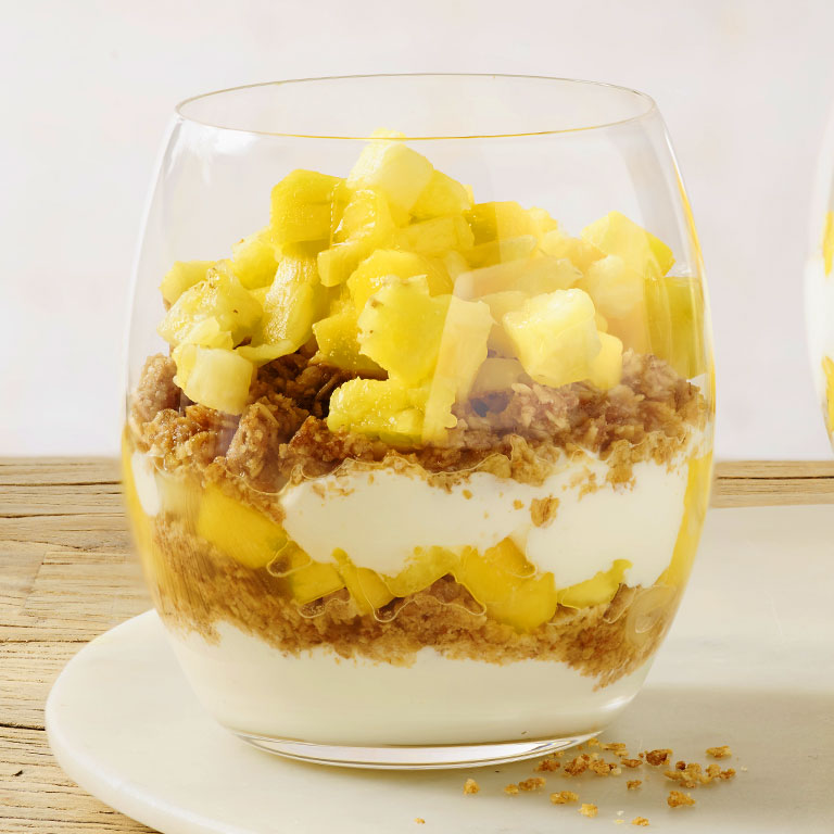 Creamy Mango & Pineapple Granola Layers